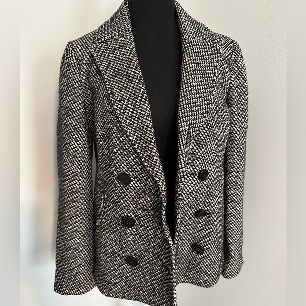 LOFT Black & White Tweed Peacoat, size S
